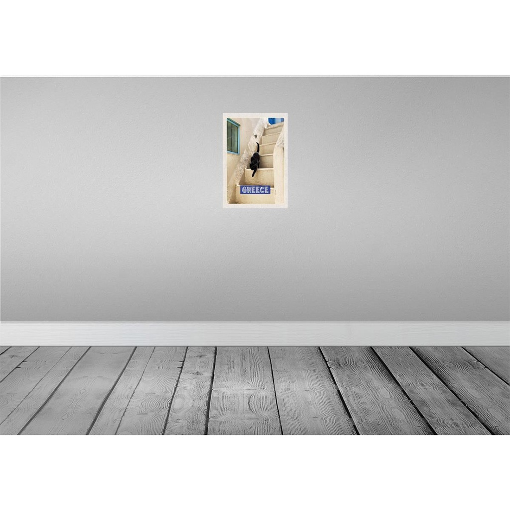 [LA-130753-H] Holzschild 30x20 cm Greece Griechenland weiße Treppe Katze Bildmotiv Reisemotiv Abenteuer Reisen Bild 2