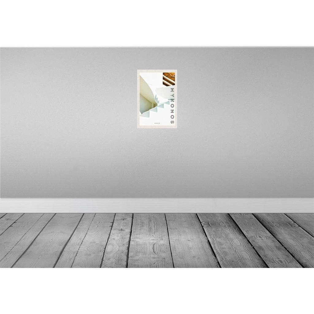 [LA-130790-H] Holzschild 30x20 cm Mykonos Griechenland weiße Treppen Bildmotiv Reisemotiv Abenteuer Reisen Bild 2
