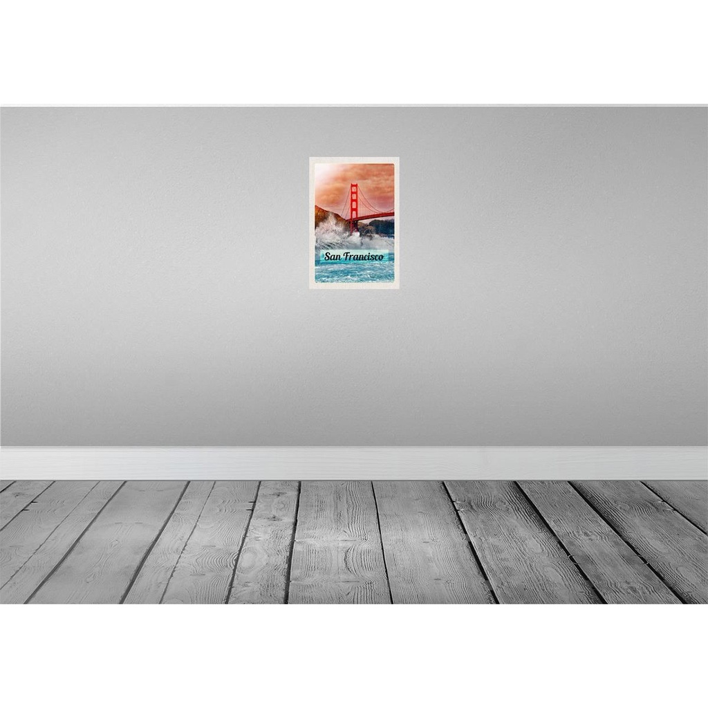 [LA-130842-H] Holzschild 30x20 cm San Francisco Wellen Meer Brücke Bildmotiv Reisemotiv Abenteuer Reisen Bild 2
