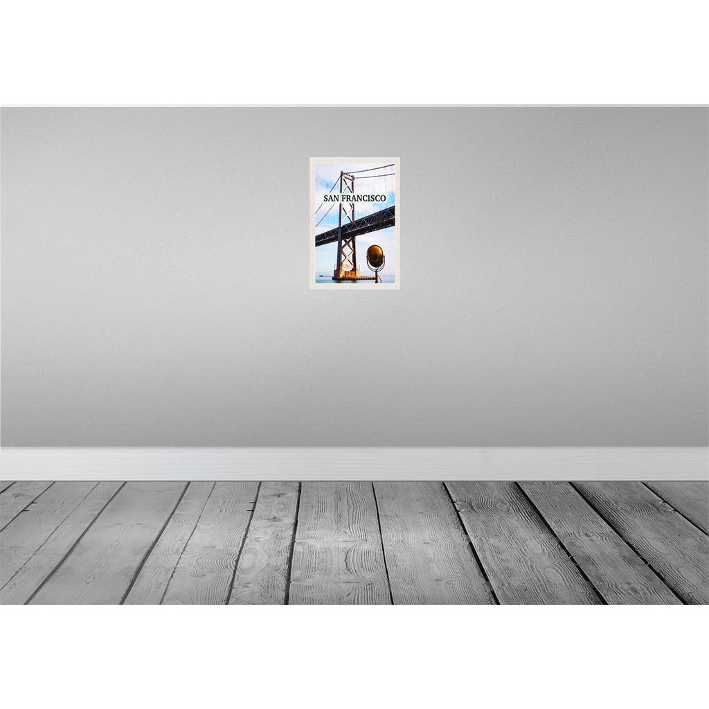 [LA-130849-H] Holzschild 30x20 cm San Francisco Alcatraz Brücke Meer Bildmotiv Reisemotiv Abenteuer Reisen Bild 2