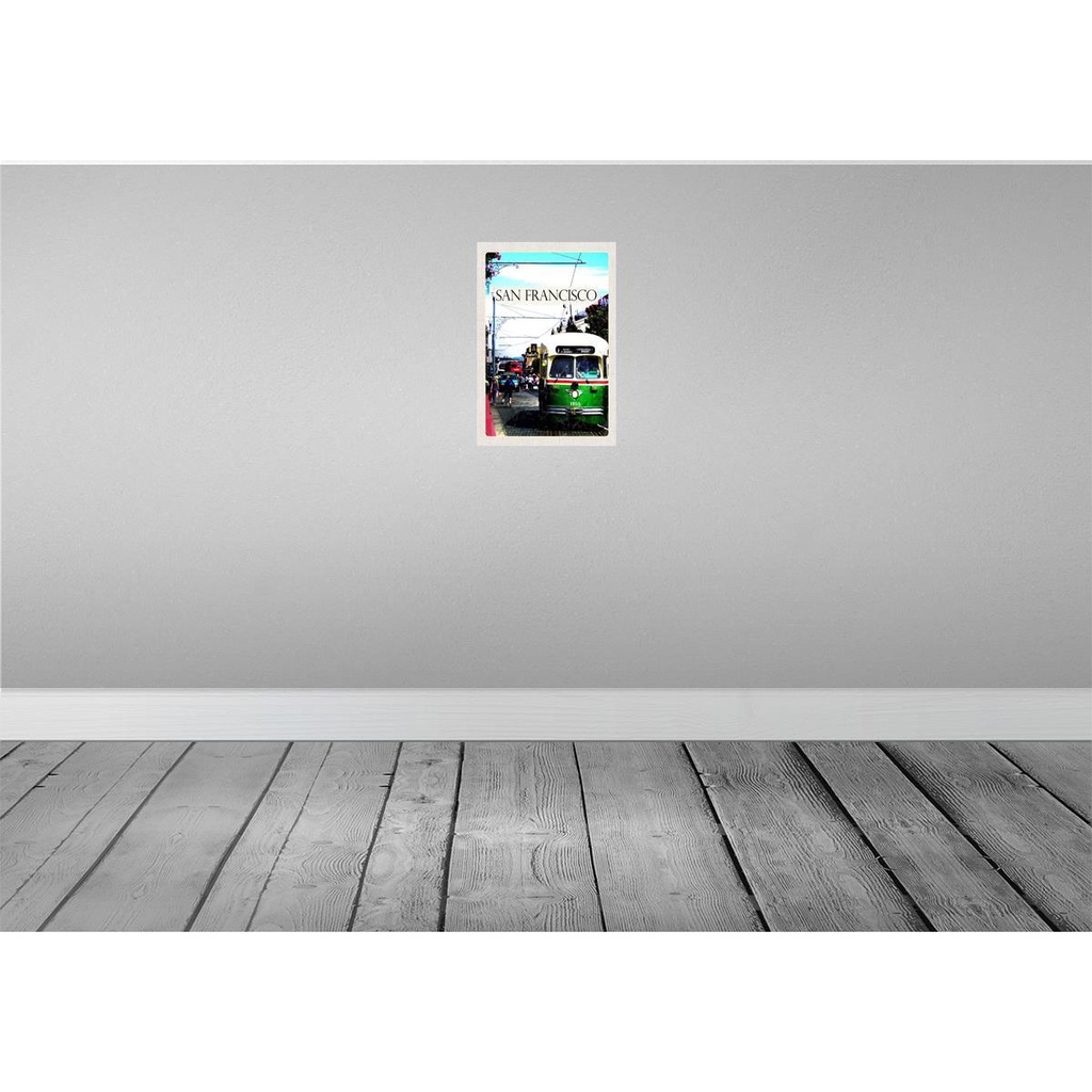 [LA-130852-H] Holzschild 30x20 cm San Francisco Menschen Straßenbahn Bildmotiv Reisemotiv Abenteuer Reisen Bild 2