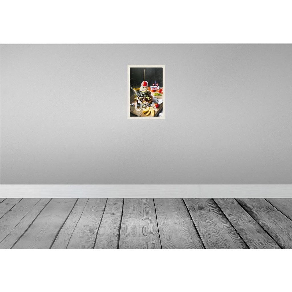 [LA-130928-H] Holzschild 30x20 cm Amerika Burger Fast Food Gerichte Bildmotiv Reisemotiv USA Bild 2