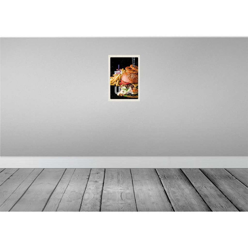[LA-130931] Blechschild 30x20 cm USA Burger Urlaub American Diner Pommes Zwiebelringe essen Bildmotiv Reisemotiv Abenteuer Reisen Amerika Bild 2