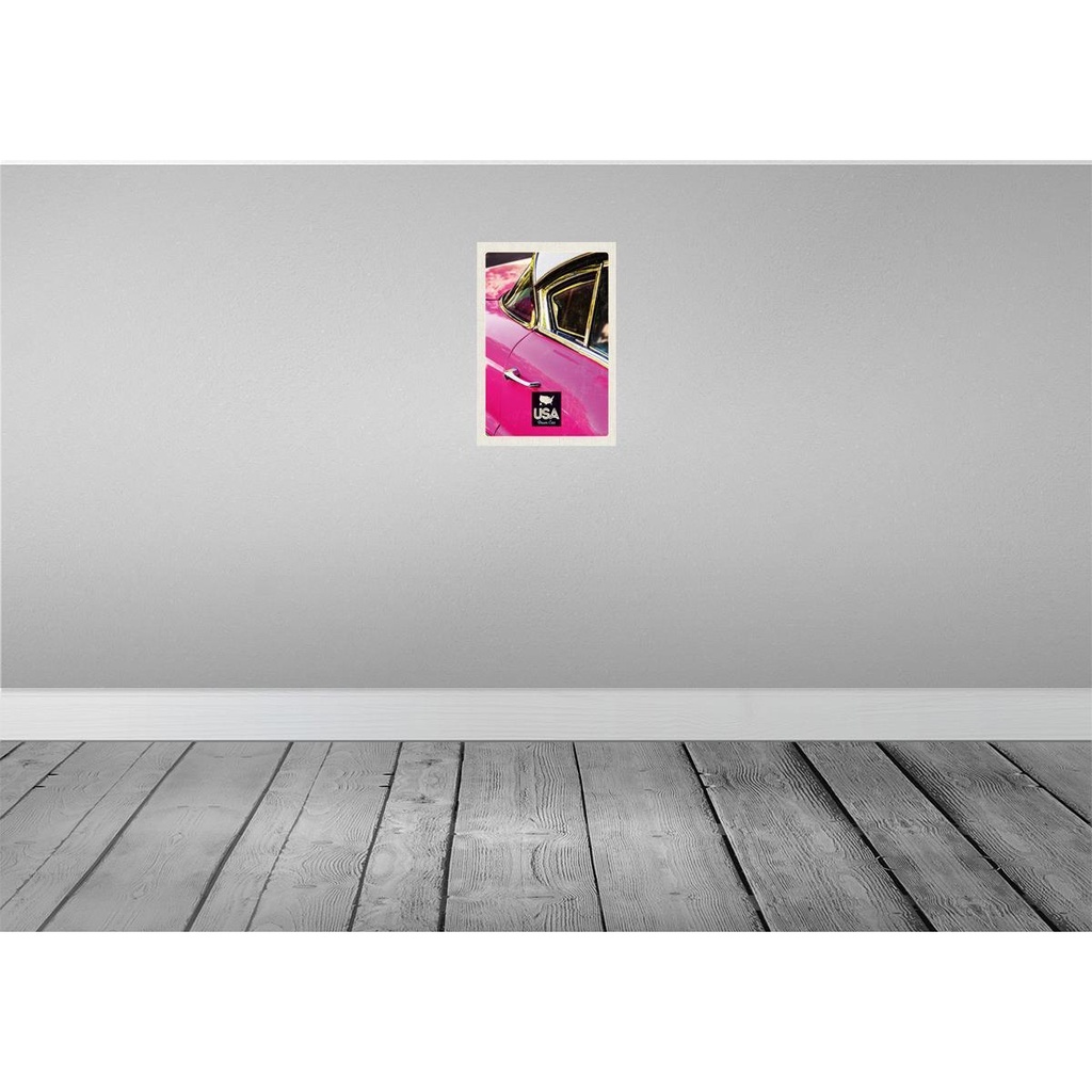 [LA-130939-H] Holzschild 30x20 cm Amerika Oldtimer rosa silber Bildmotiv Reisemotiv USA Bild 2