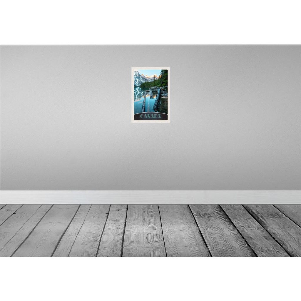 [LA-130996] Blechschild 30x20 cm Kanada Winter Urlaub Schnee Natur Wald Fluss Bildmotiv Reisemotiv Abenteuer Reisen Bild 2