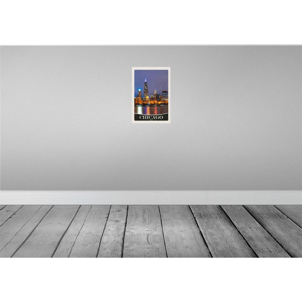 [LA-131002-H] Holzschild 30x20 cm Chicago USA Amerika Abend am Meer Bildmotiv Reisemotiv Abenteuer Reisen Bild 2