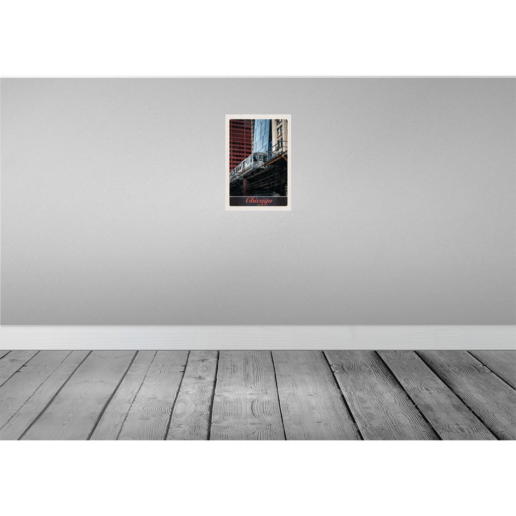 [LA-131004-H] Holzschild 30x20 cm Chicago USA Amerika Bahn Hochaus Bildmotiv Reisemotiv Abenteuer Reisen Bild 2