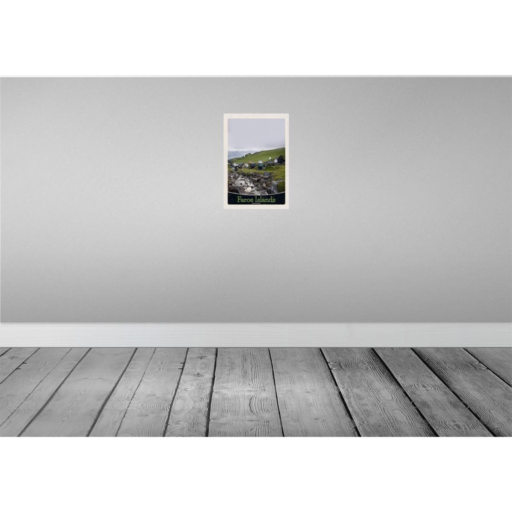 [LA-131022-H] Holzschild 30x20 cm Dänemark Faroe Islands Häuser Wiese Bildmotiv Reisemotiv Abenteuer Reisen Bild 2