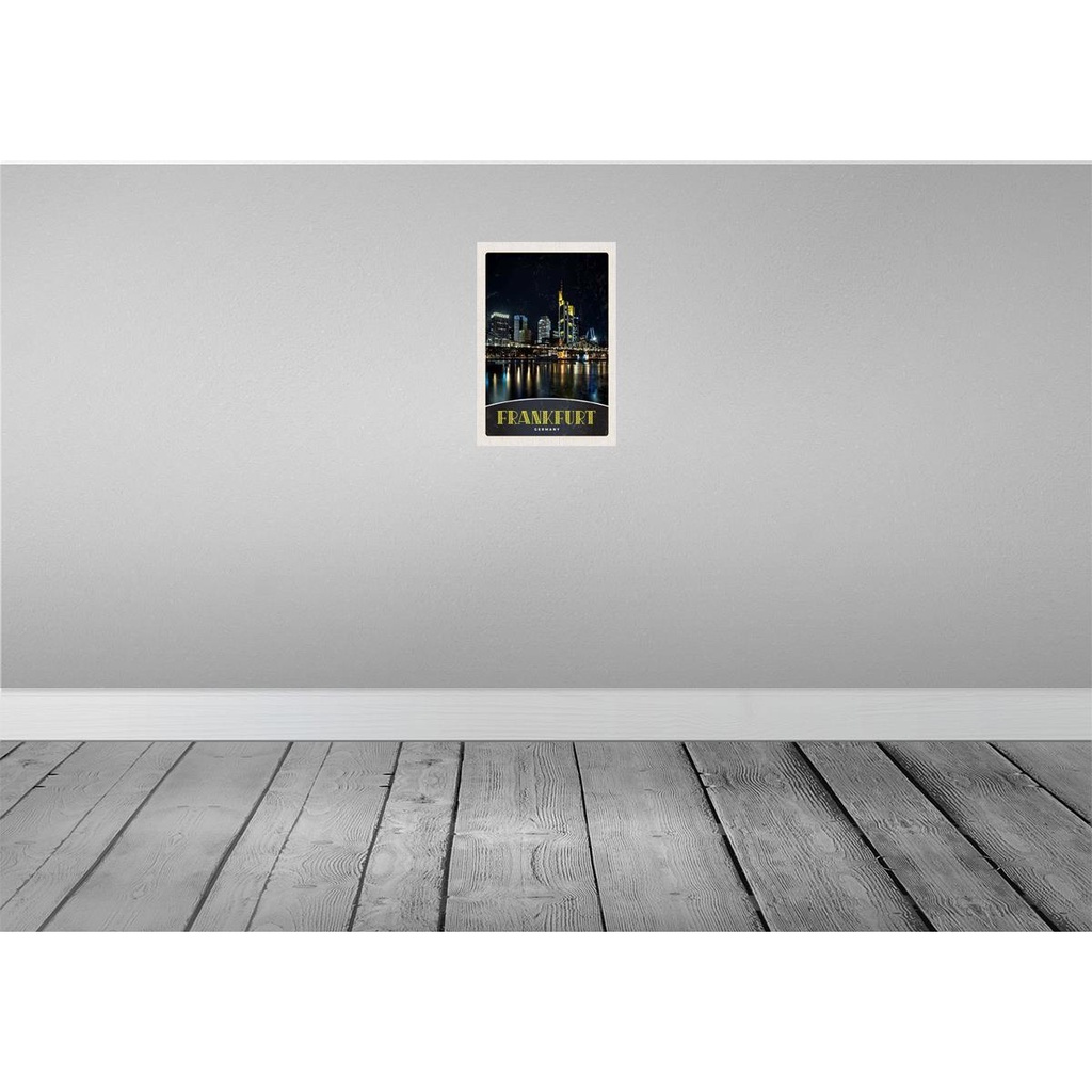 [LA-131029-H] Holzschild 30x20 cm Frankfurt Deutschalnd Nacht Brücke Bildmotiv Reisemotiv Abenteuer Reisen Bild 2