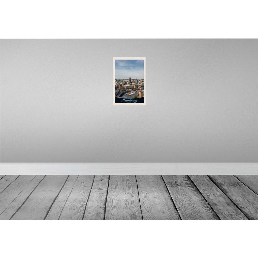 [LA-131044-H] Holzschild 30x20 cm Hamburg Deutschland Hafen Stadt Boote Bildmotiv Reisemotiv Abenteuer Reisen Bild 2