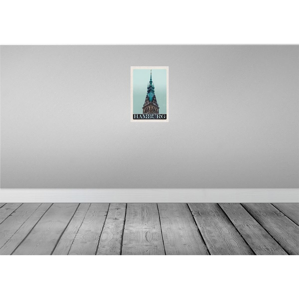 [LA-131046-H] Holzschild 30x20 cm Hamburg Deutschland Kirche Architektur Bildmotiv Reisemotiv Abenteuer Reisen Bild 2