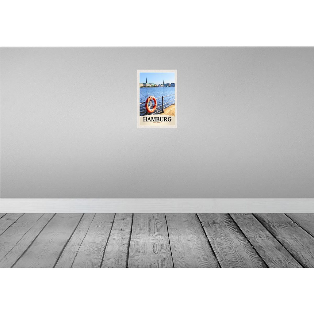 [LA-131051] Blechschild 30x20 cm Hamburg Hafen Deutschland Fluss Stadt Bildmotiv Reisemotiv Abenteuer Reisen Urlaub Bild 2