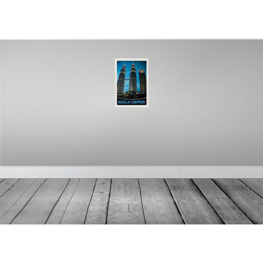 [LA-131065-H] Holzschild 30x20 cm Kuala Lumpur Malaysia Wolkenkratzer Bildmotiv Reisemotiv Abenteuer Reisen Bild 2