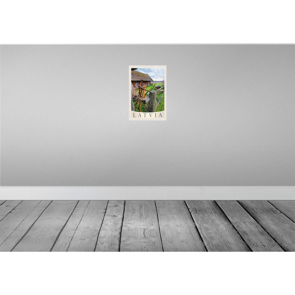 [LA-131073-H] Holzschild 30x20 cm Lettland Natur Häuschen Europa Bildmotiv Reisemotiv Abenteuer Reisen Bild 2