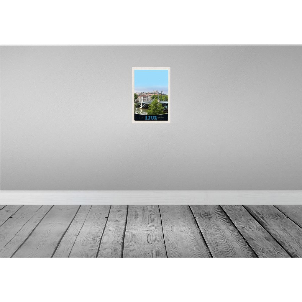[LA-131075] Blechschild 30x20 cm Lyon Brücke Frankreich Fluss Schloss Abenteuer Reisen Urlaub Bild 2
