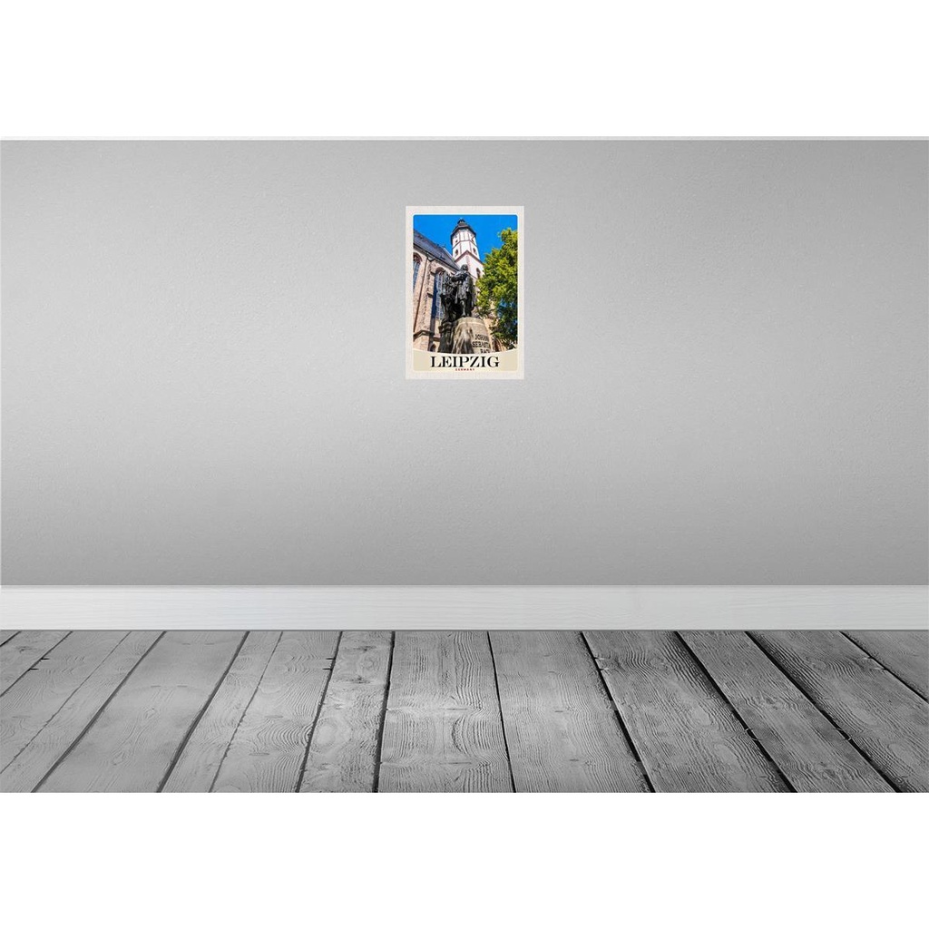 [LA-131077-H] Holzschild 30x20 cm Leipzig Skulptur Johann Sebastian Bach Bildmotiv Reisemotiv Abenteuer Reisen Bild 2