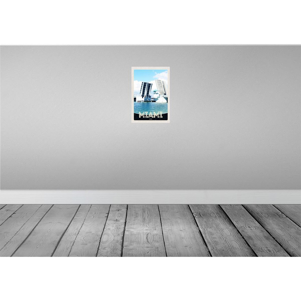 [LA-131082-H] Holzschild 30x20 cm Miami Amerika USA Brücke Schiffe Meer Bildmotiv Reisemotiv Abenteuer Reisen Bild 2