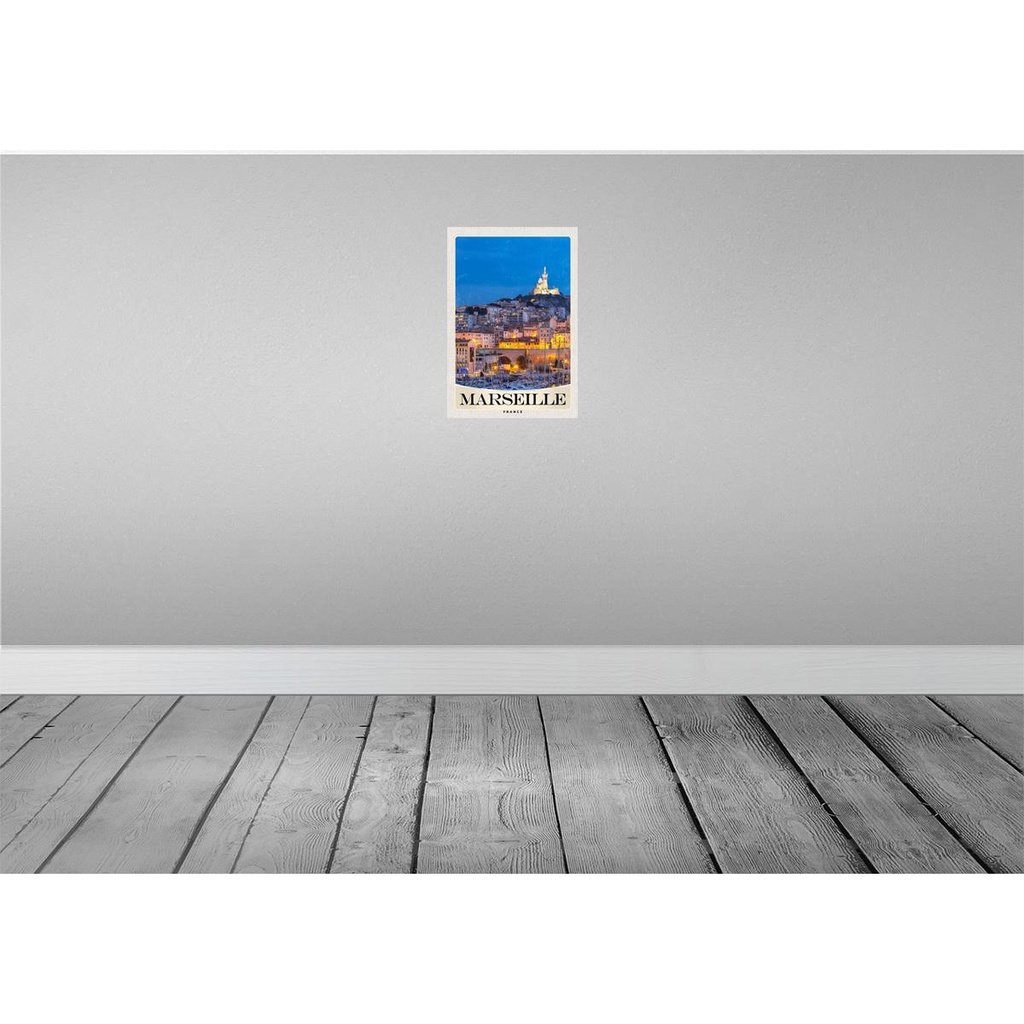 [LA-131095] Blechschild 30x20 cm Marseille Frankreich Kirche Nacht Abenteuer Reisen Urlaub Bild 2