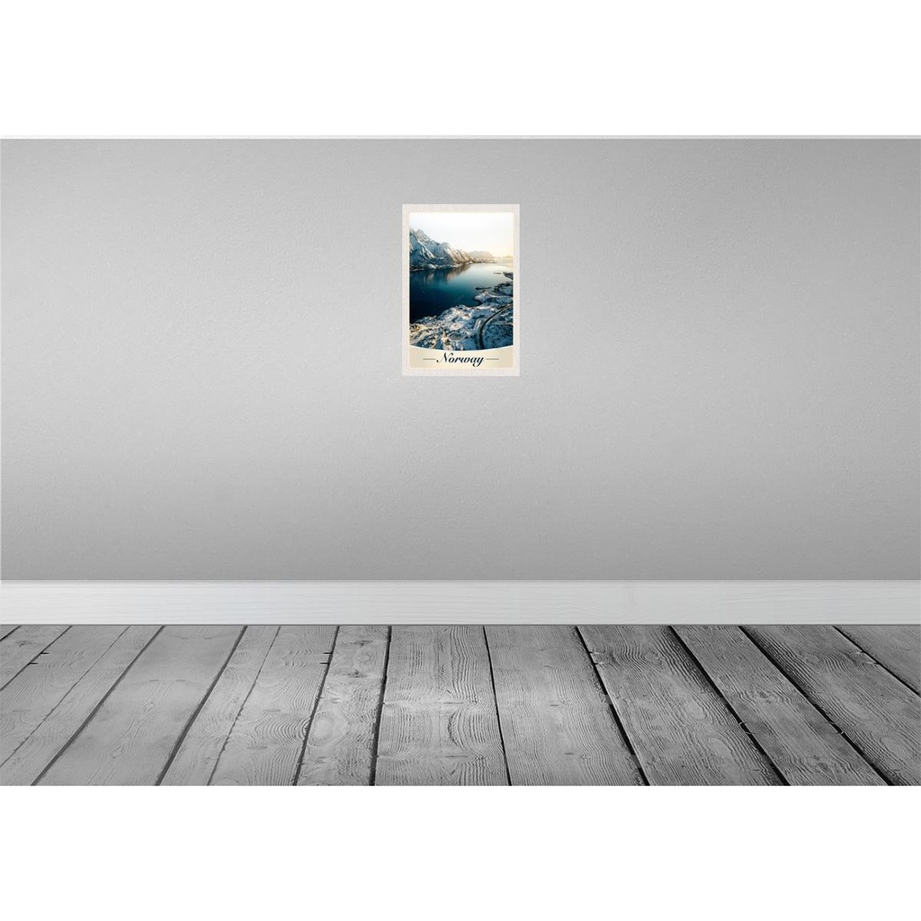 [LA-131119] Blechschild 30x20 cm Norwegen Winterzeit Schnee Meer Bildmotiv Reisemotiv Abenteuer Reisen Urlaub Bild 2