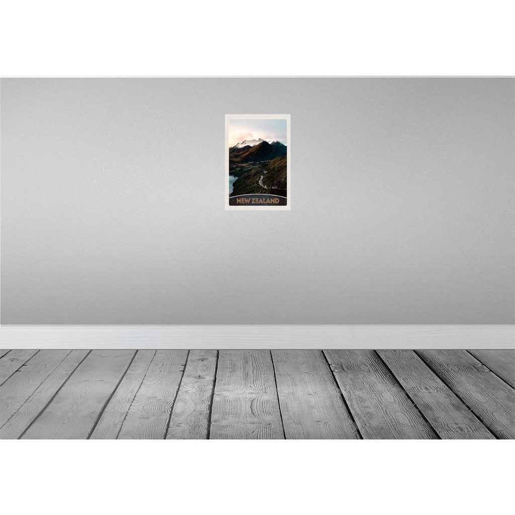 [LA-131136-H] Holzschild 30x20 cm Neuseeland Gebirge Insel Stadt Straße Bildmotiv Reisemotiv Abenteuer Reisen Bild 2