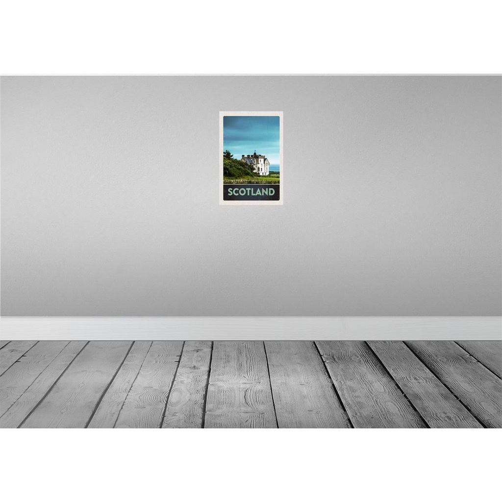 [LA-131161-H] Holzschild 30x20 cm Schottland Europa Natur Wiese Haus Bildmotiv Reisemotiv Abenteuer Reisen Bild 2