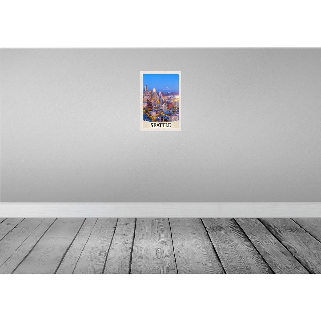 [LA-131164-H] Holzschild 30x20 cm Seattle USA Amerika Stadt Abend Bildmotiv Reisemotiv Abenteuer Reisen Bild 2