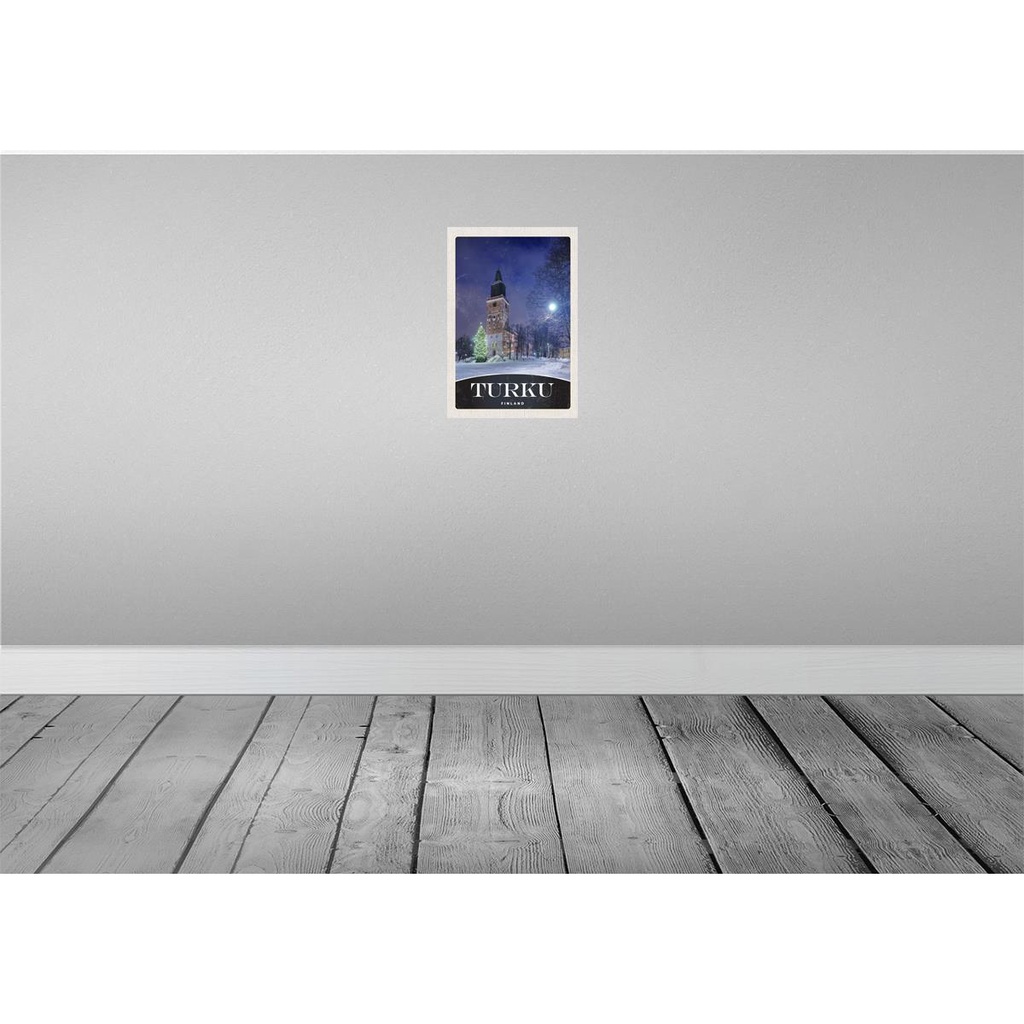 [LA-131200] Blechschild 30x20 cm Turku Finnland Kirche Schnee Winter Bildmotiv Reisemotiv Abenteuer Reisen Urlaub Bild 2