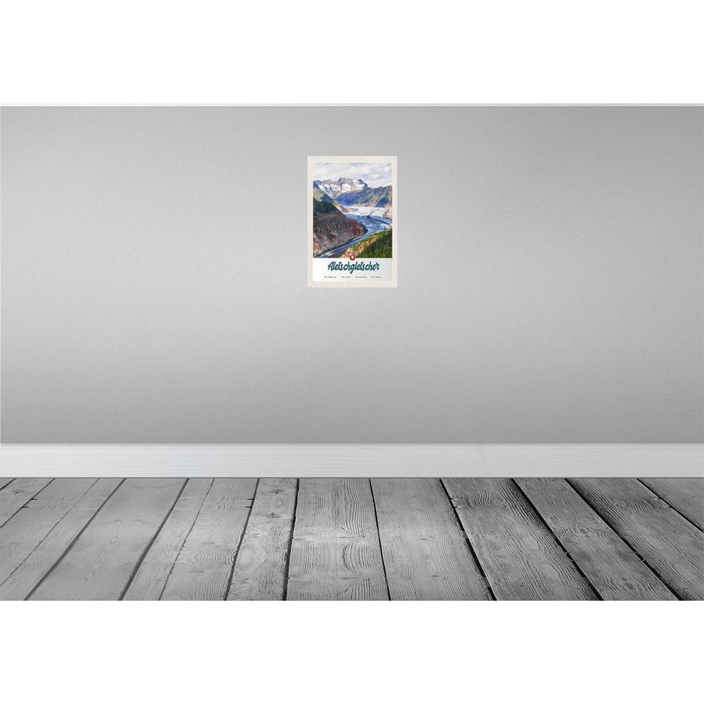 [LA-131210] Blechschild 30x20 cm Aletschgletsch Schweiz Gebirge Winter Bildmotiv Reisemotiv Abenteuer Reisen Urlaub Bild 2