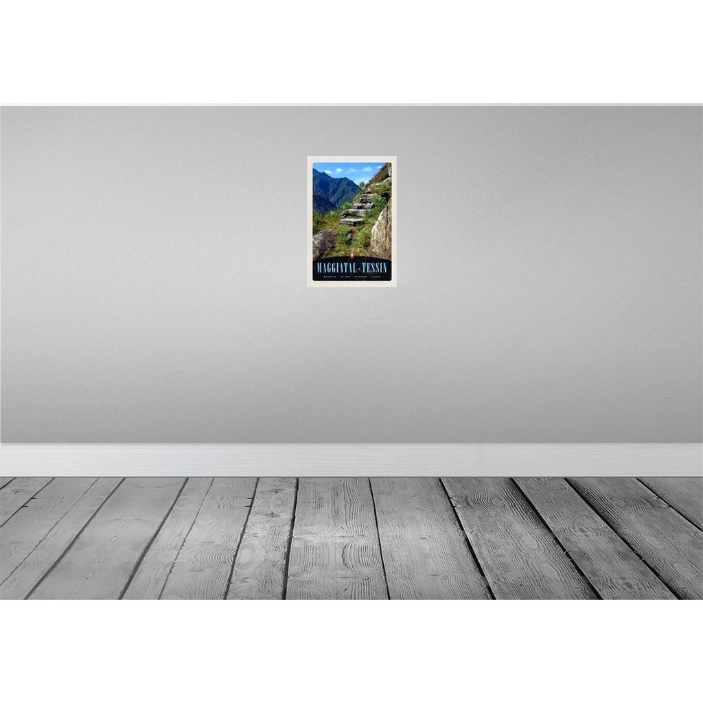 [LA-131223-H] Holzschild 30x20 cm Maggiatal-Tessin Schweiz Weg Gebirge Bildmotiv Reisemotiv Abenteuer Reisen Bild 2