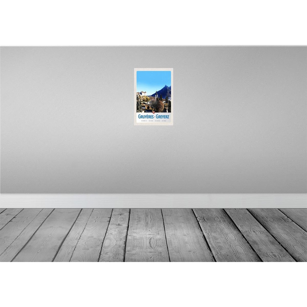 [LA-131229-H] Holzschild 30x20 cm Gruyeres Greyerz Schweiz Winterzeit Bildmotiv Reisemotiv Abenteuer Reisen Bild 2