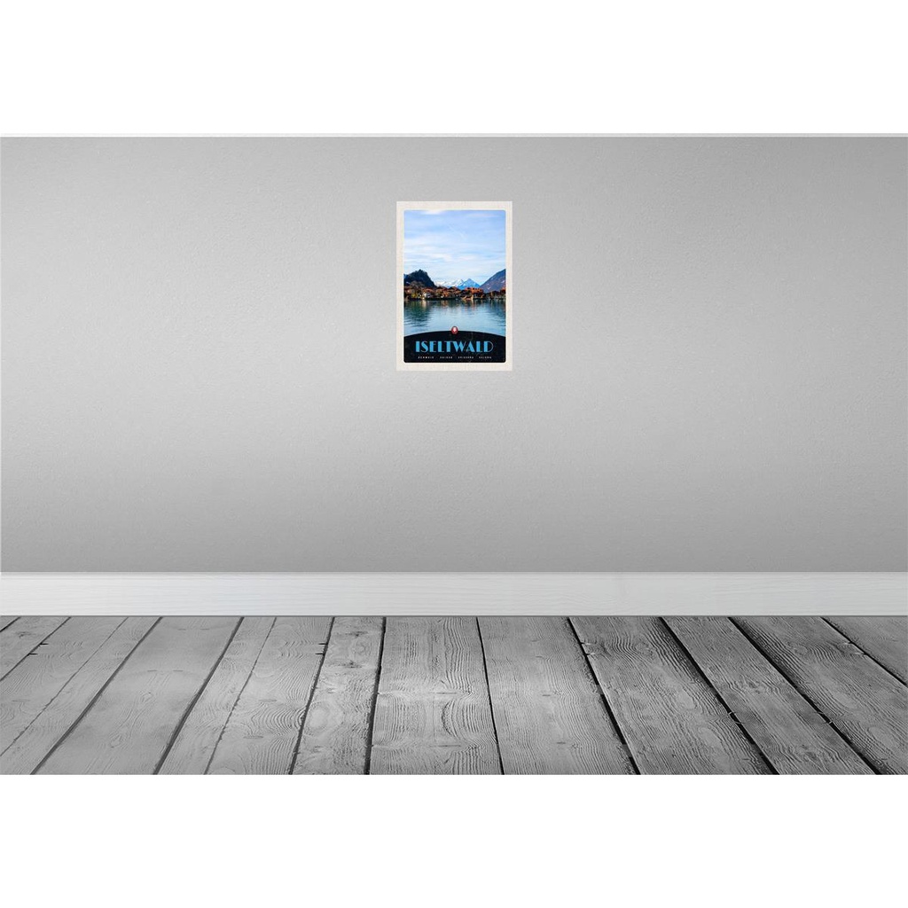 [LA-131235-H] Holzschild 30x20 cm Iseltwald See Schnee Gebirge Bildmotiv Reisemotiv Abenteuer Reisen Bild 2