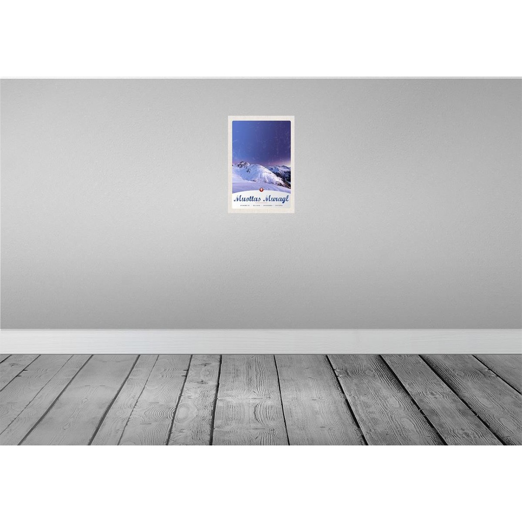 [LA-131238-H] Holzschild 30x20 cm Muottas Muragl Schweiz Winter Schnee Bildmotiv Reisemotiv Abenteuer Reisen Bild 2