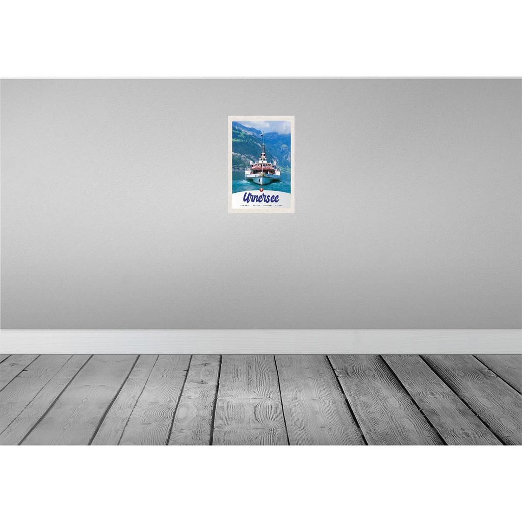 [LA-131239-H] Holzschild 30x20 cm Urnersee Schweiz Europa Schiff Gebirge Bildmotiv Reisemotiv Abenteuer Reisen Bild 2