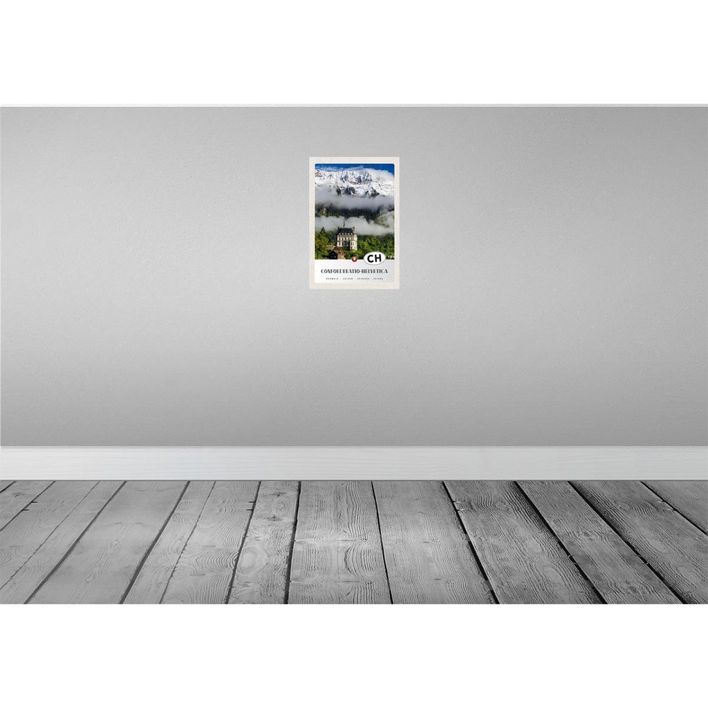 [LA-131263-H] Holzschild 30x20 cm Confoederatio Helvetica Schloss Natur Bildmotiv Reisemotiv Abenteuer Reisen Bild 2