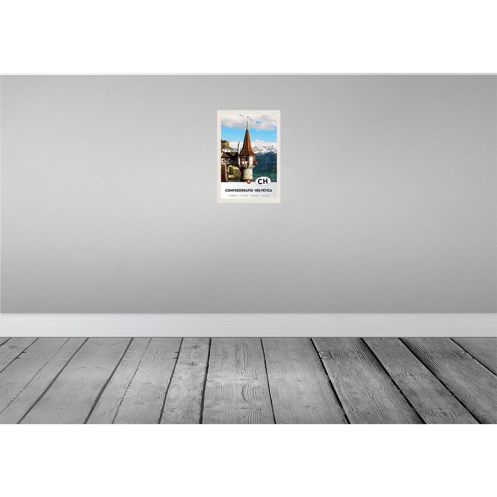 [LA-131264-H] Holzschild 30x20 cm Confoederatio Helvetica Kirche Natur Bildmotiv Reisemotiv Abenteuer Reisen Bild 2