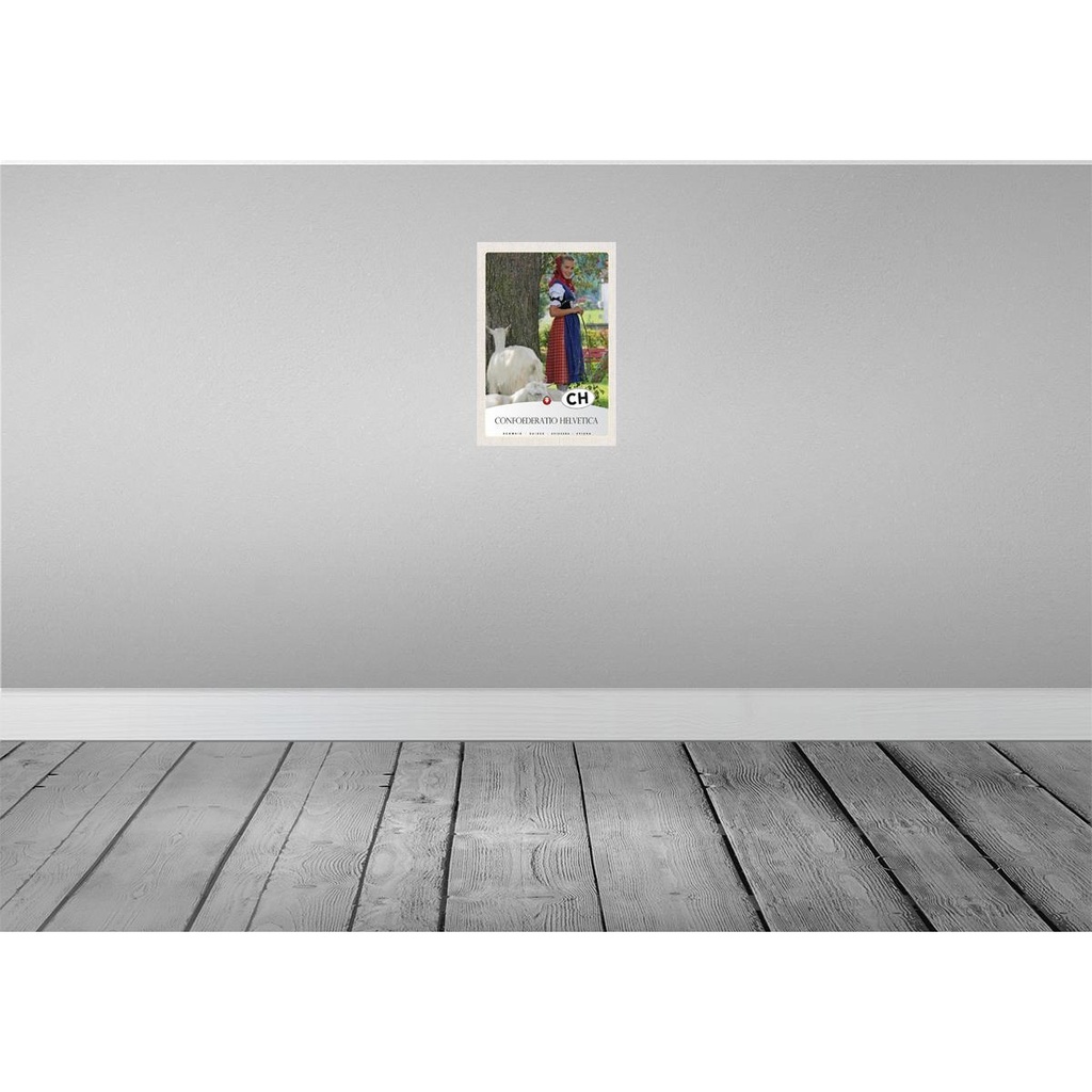 [LA-131265-H] Holzschild 30x20 cm Confoederatio Helvetica Schaf Frau Bildmotiv Reisemotiv Abenteuer Reisen Bild 2