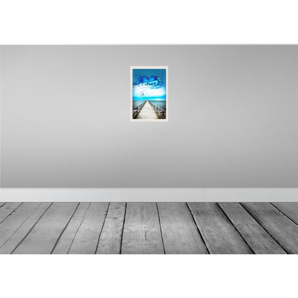 [LA-131283-H] Holzschild 30x20 cm Ostsee Herz Deutschland Gehweg Bildmotiv Reisemotiv Abenteuer Reisen Bild 2