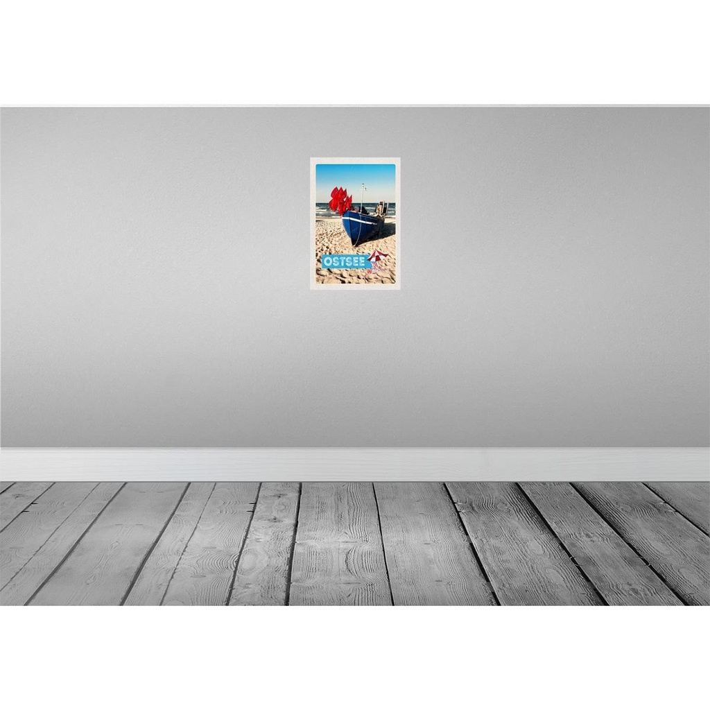 [LA-131287] Blechschild 30x20 cm Ostsee Strand Boot Meer Sand Bildmotiv Reisemotiv Abenteuer Reisen Urlaub Bild 2