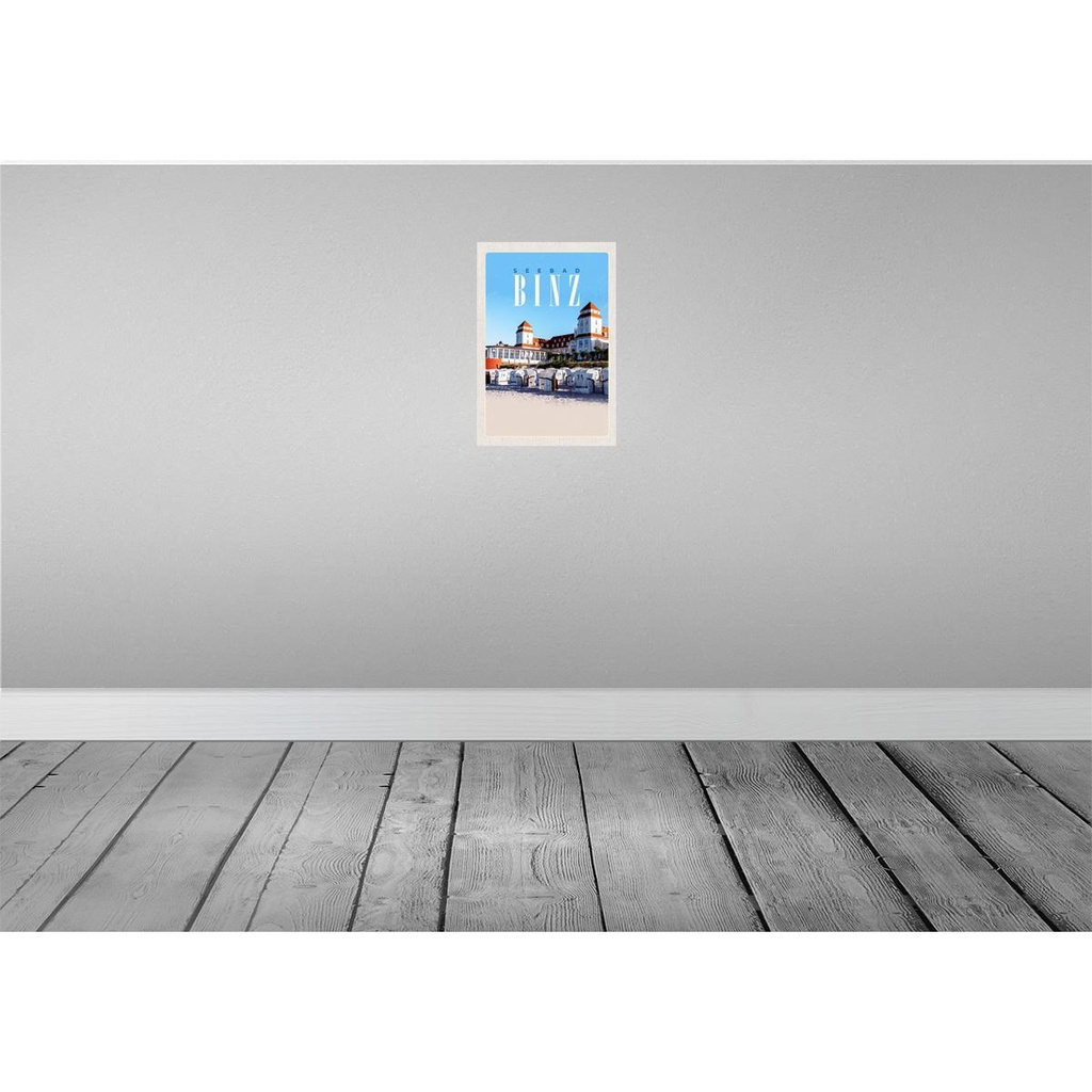 [LA-131319-H] Holzschild 30x20 cm Seebad Binz Strandkörbe Strand Bildmotiv Reisemotiv Abenteuer Reisen Bild 2