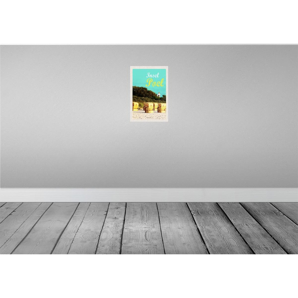 [LA-131339-H] Holzschild 30x20 cm Insel Poel Strand Strandkorb Meer Bildmotiv Reisemotiv Abenteuer Reisen Bild 2