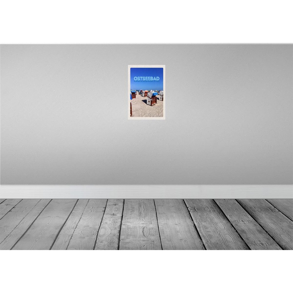 [LA-131341] Blechschild 30x20 cm Ostseebad Deutschland Strandkorb Meer Bildmotiv Reisemotiv Abenteuer Reisen Urlaub Bild 2