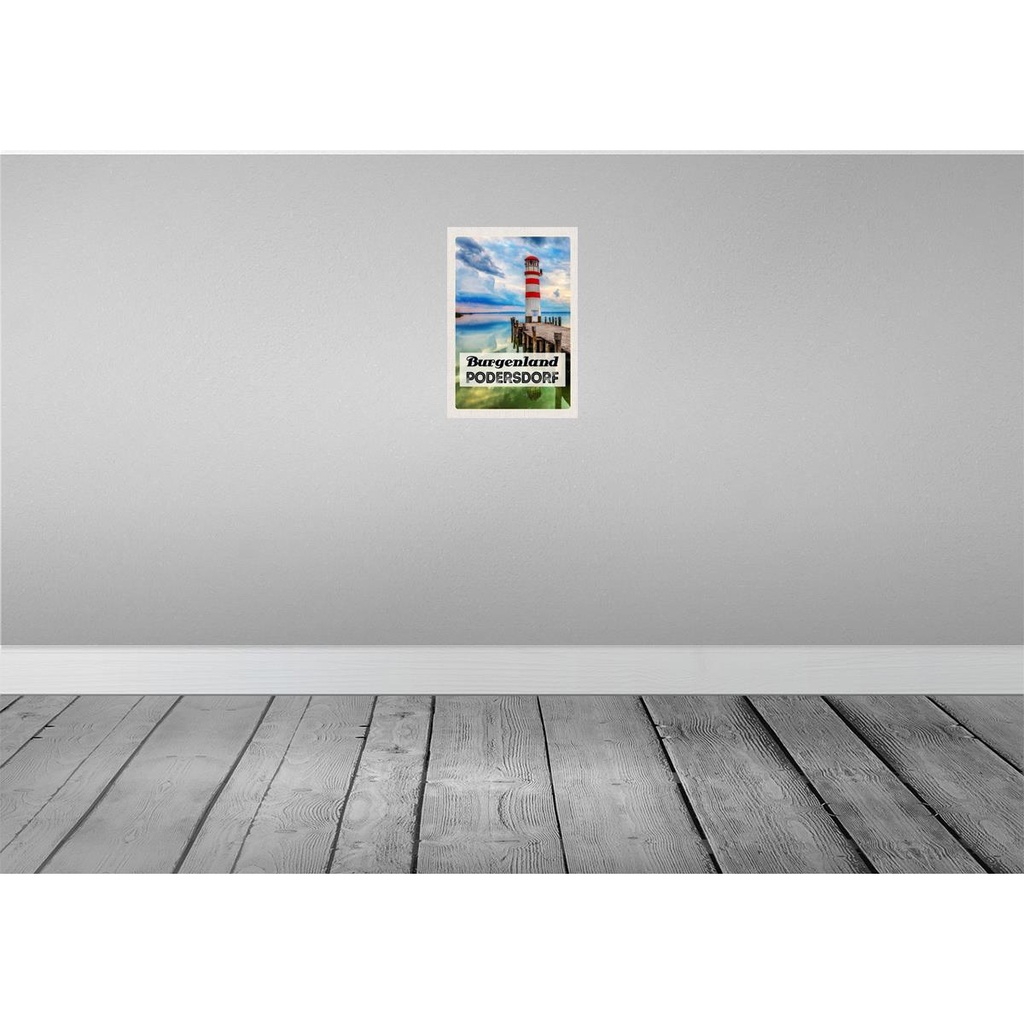 [LA-131342] Blechschild 30x20 cm Purgenland Podersdorf Leuchtturm Meer Bildmotiv Reisemotiv Abenteuer Reisen Urlaub Bild 2