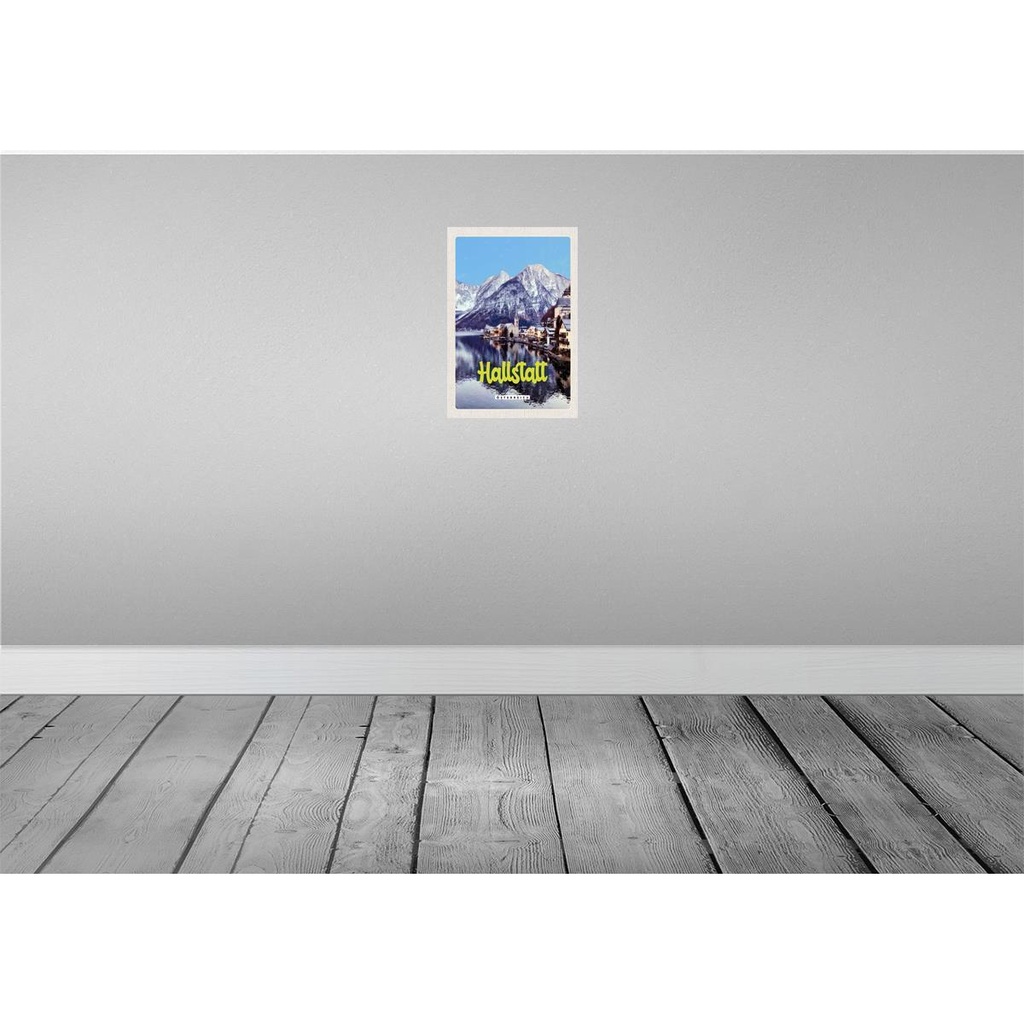 [LA-131353-H] Holzschild 30x20 cm Hallstatt Österreich Berge Winterzeit Bildmotiv Reisemotiv Abenteuer Reisen Bild 2
