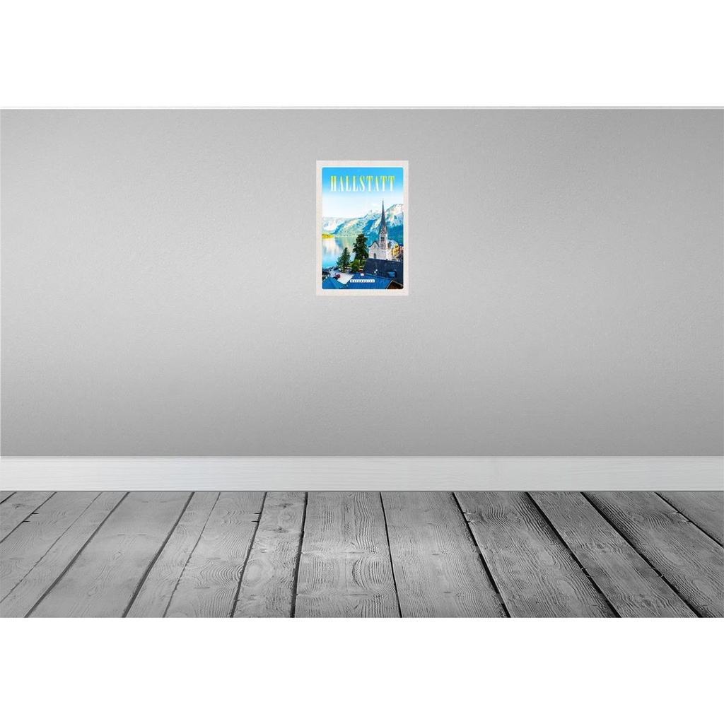 [LA-131354] Blechschild 30x20 cm Hallstatt Österreich Berge Kirche Bildmotiv Reisemotiv Abenteuer Reisen Urlaub Bild 2
