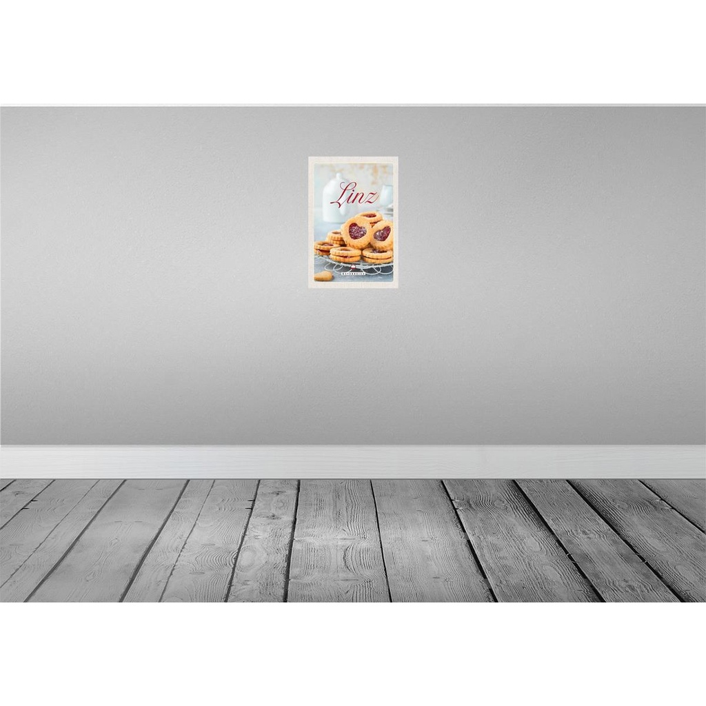 [LA-131364-H] Holzschild 30x20 cm Linz Gebäck Plätzchen Erdbeerfüllung Bildmotiv Reisemotiv Abenteuer Reisen Bild 2