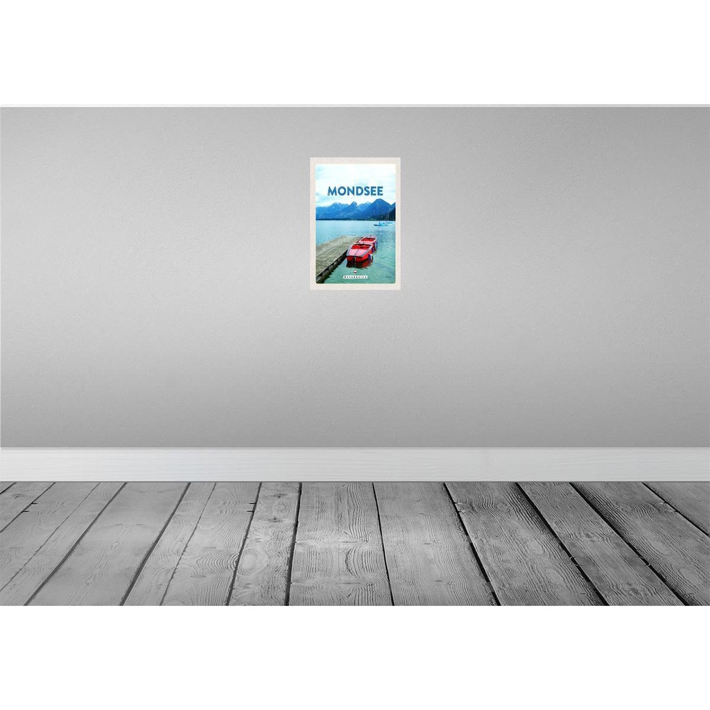 [LA-131378-H] Holzschild 30x20 cm Mondsee Österreich Boote See Berge Bildmotiv Reisemotiv Abenteuer Reisen Bild 2