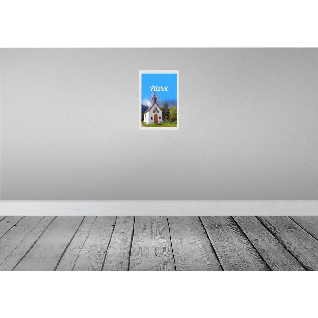 [LA-131385-H] Holzschild 30x20 cm Pitztal Kirche Österreich Natur Bildmotiv Reisemotiv Abenteuer Reisen Bild 2