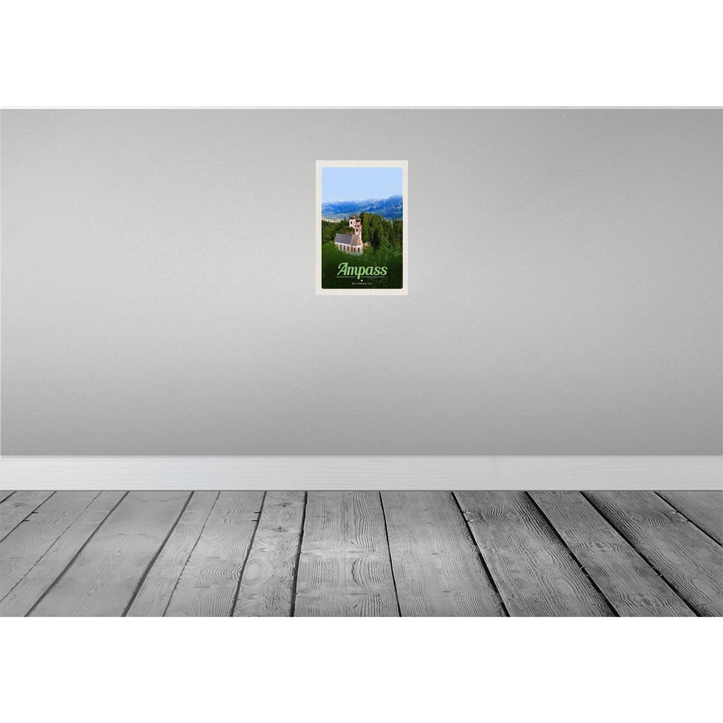 [LA-131409-H] Holzschild 30x20 cm Ampass Österreich Kirche im Wald Natur Bildmotiv Reisemotiv Abenteuer Reisen Bild 2