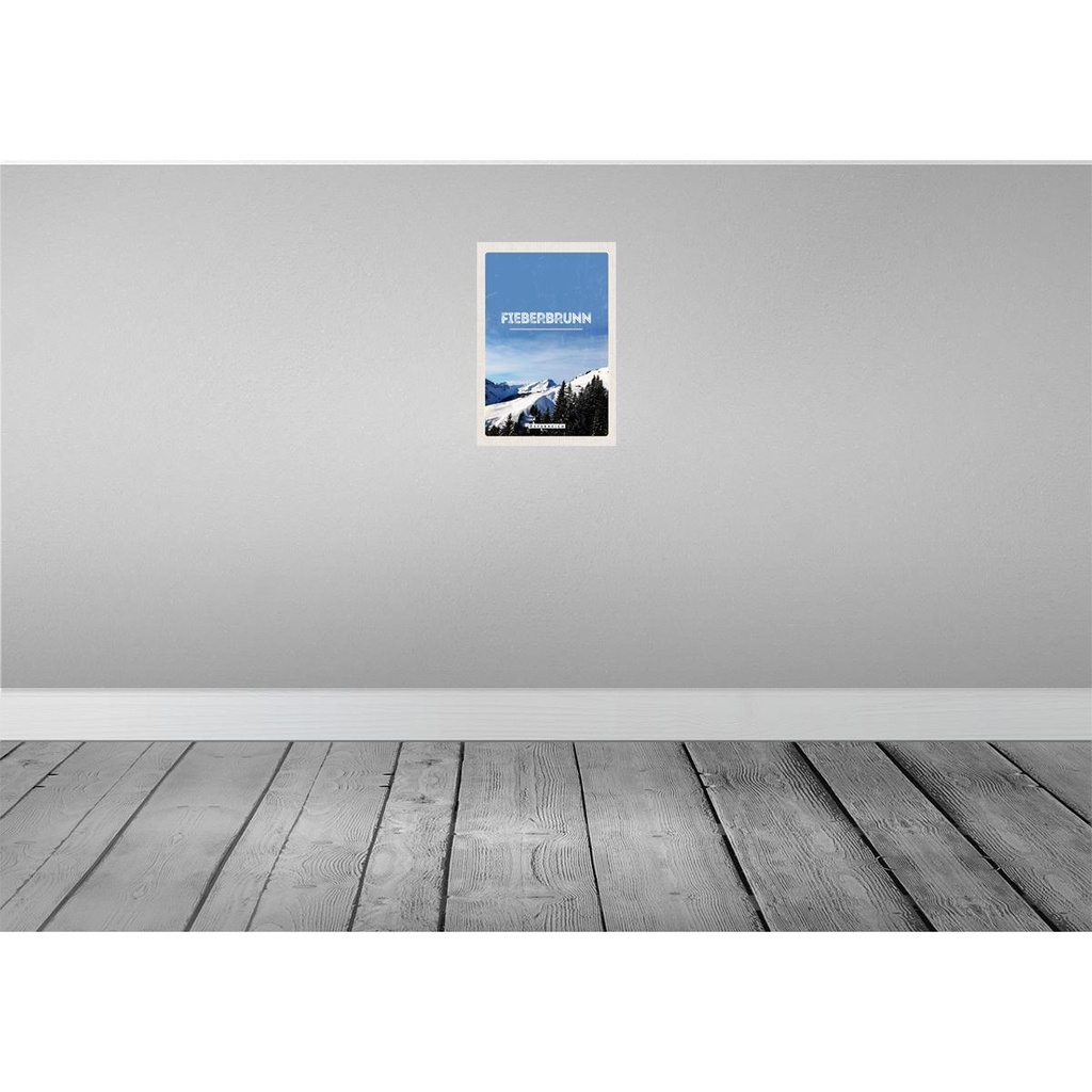 [LA-131421-H] Holzschild 30x20 cm Fieebrbrunn Österreich Winter Ski Bildmotiv Reisemotiv Abenteuer Reisen Bild 2