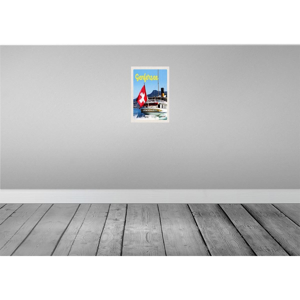 [LA-131423-H] Holzschild 30x20 cm Genfersee Schweiz Lasuisse Schifftour Bildmotiv Reisemotiv Abenteuer Reisen Bild 2